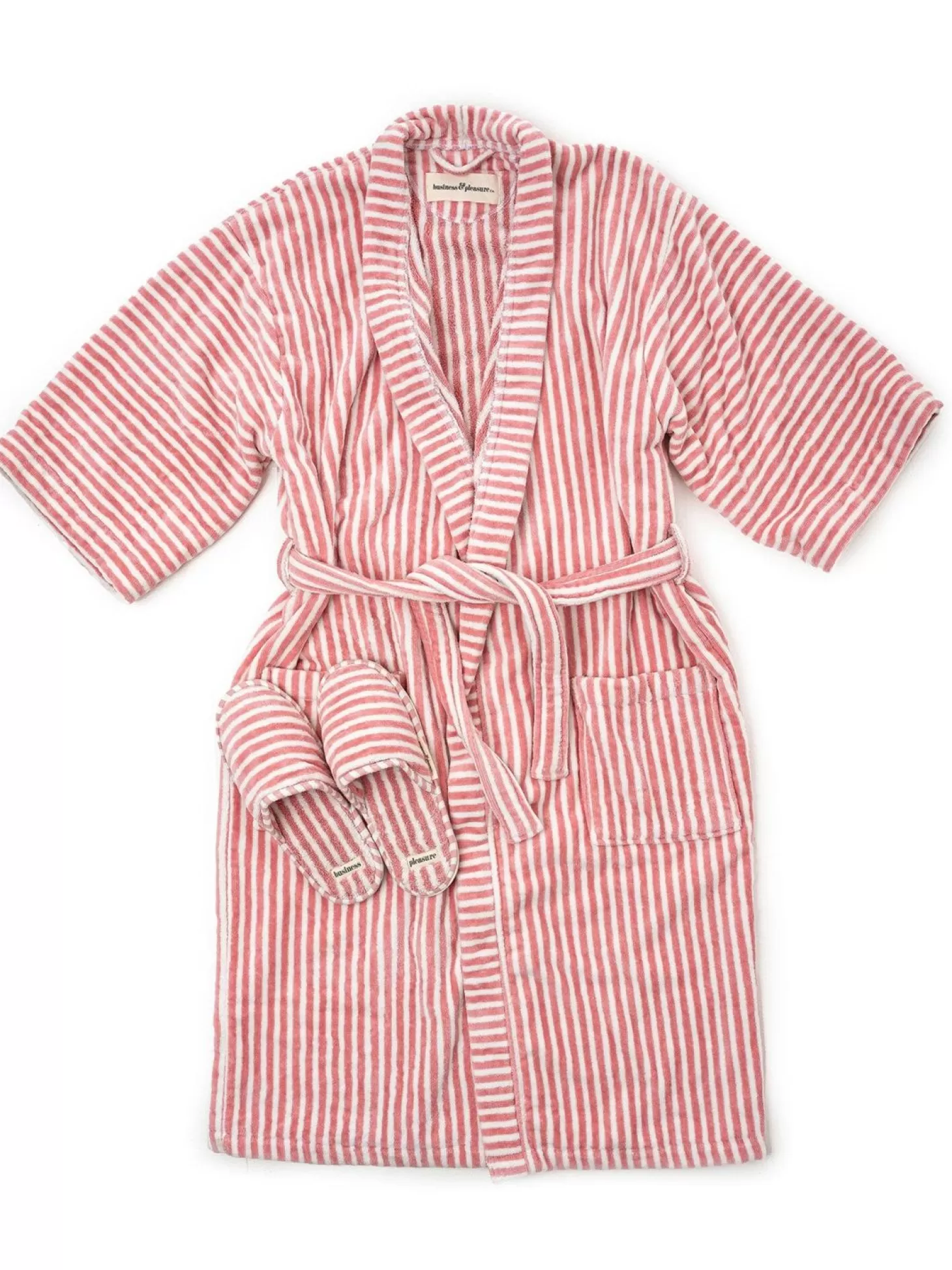 Apparel>Business & Pleasure Co. Robe & Slipper Set - Lauren'S Pink Stripe