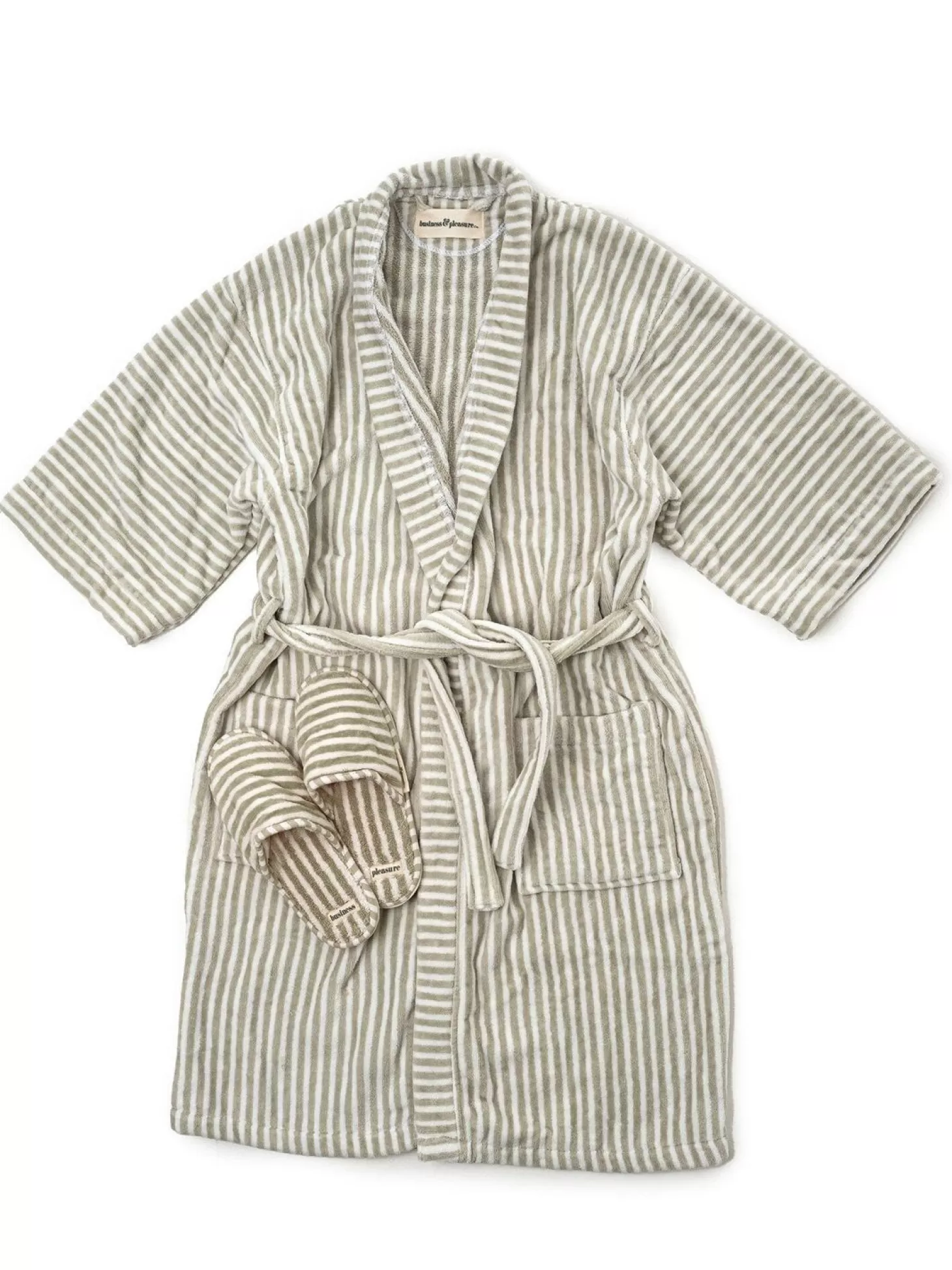 Apparel>Business & Pleasure Co. Robe & Slipper Set - Lauren'S Sage Stripe