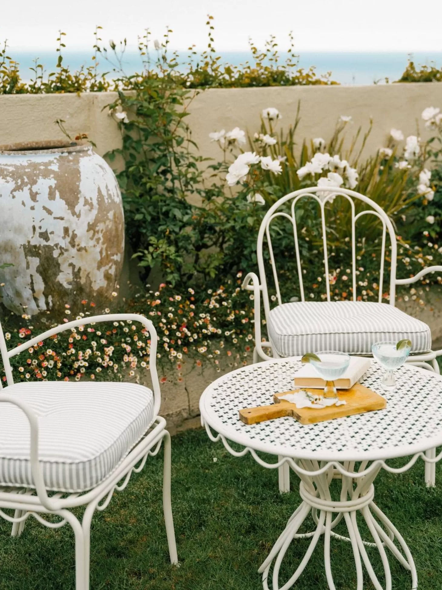 Al Fresco Dining Chairs>Business & Pleasure Co. The Al Fresco Chair Cushion - Lauren'S Sage Stripe