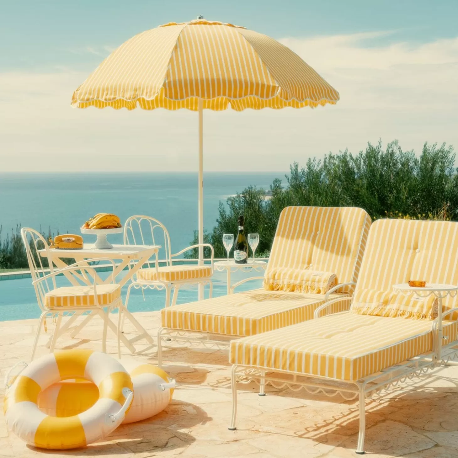 Al Fresco Dining Chairs>Business & Pleasure Co. The Al Fresco Chair Cushion - Monaco Mimosa Stripe