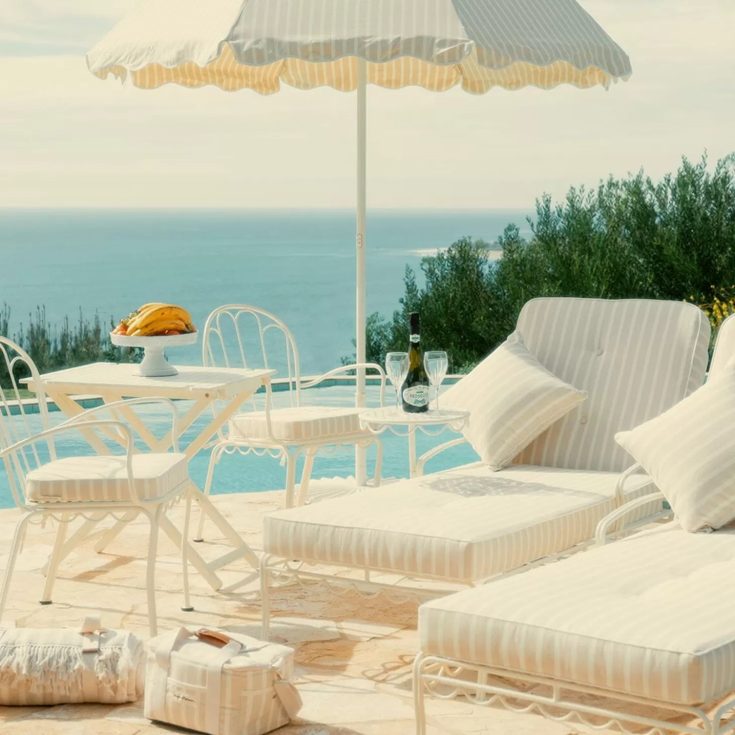 Al Fresco Dining Chairs>Business & Pleasure Co. The Al Fresco Chair Cushion - Monaco Natural Stripe