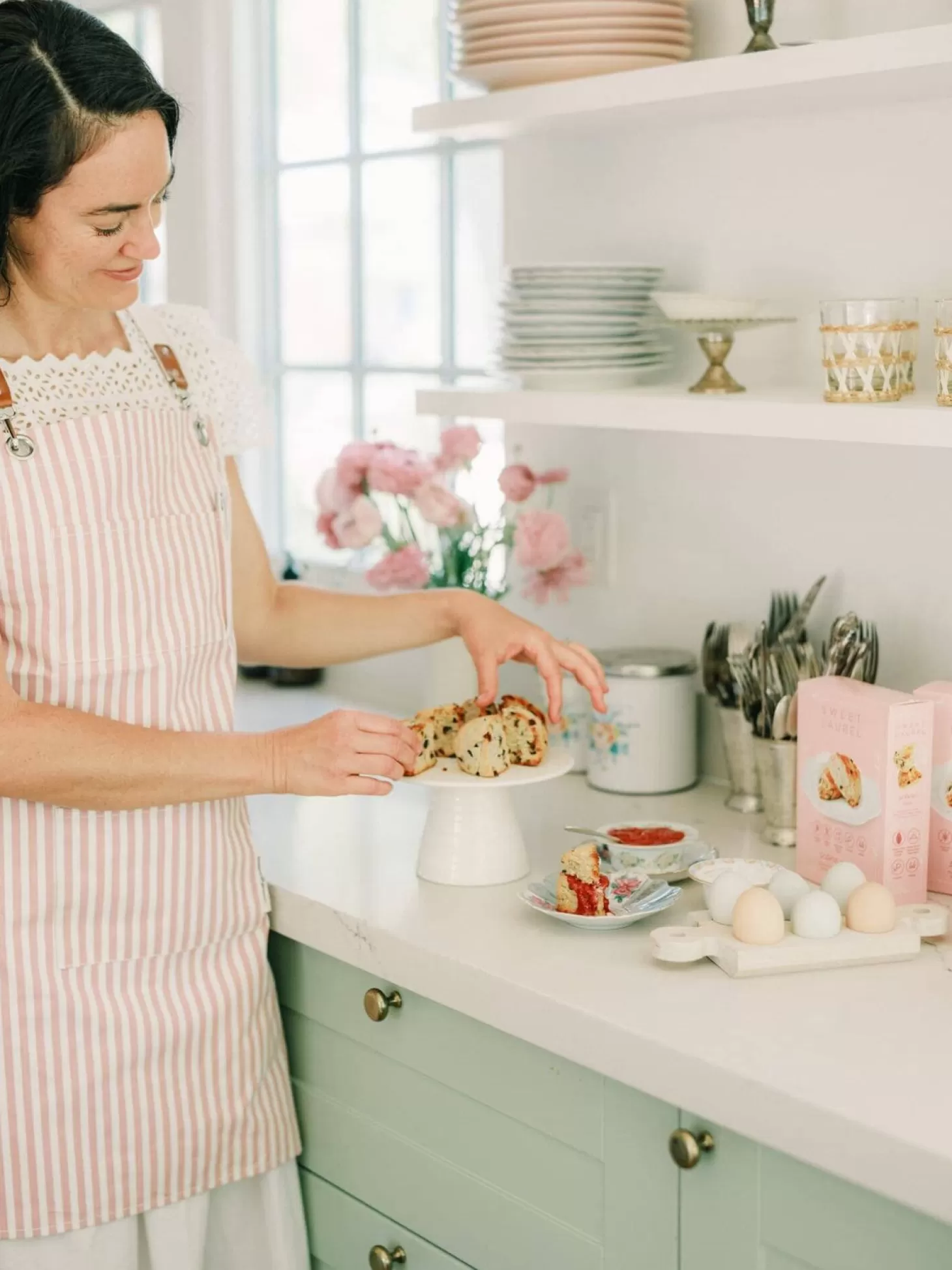 Table Linens>Business & Pleasure Co. The Apron - Lauren'S Pink Stripe