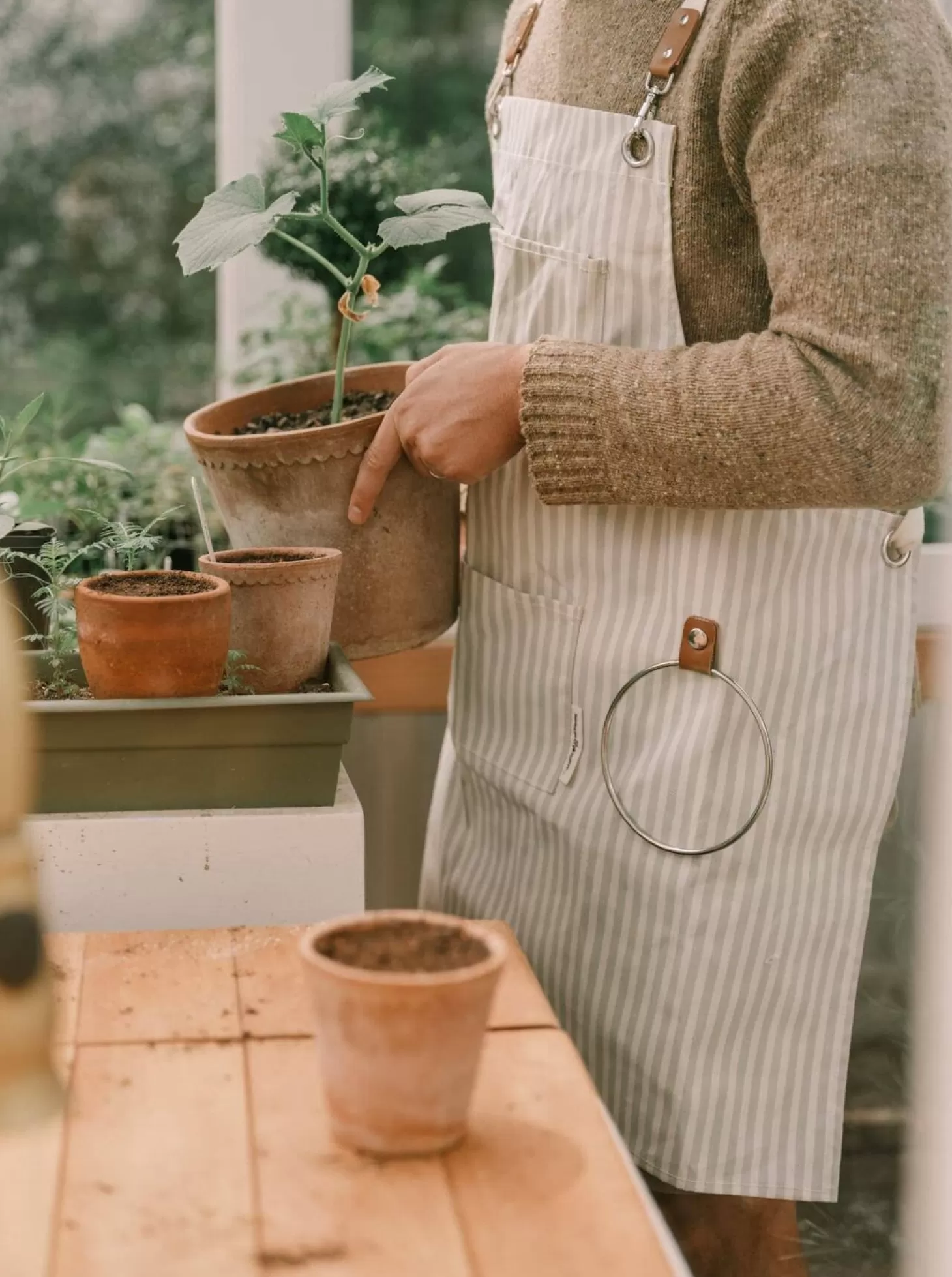 Table Linens>Business & Pleasure Co. The Apron - Lauren'S Sage Stripe