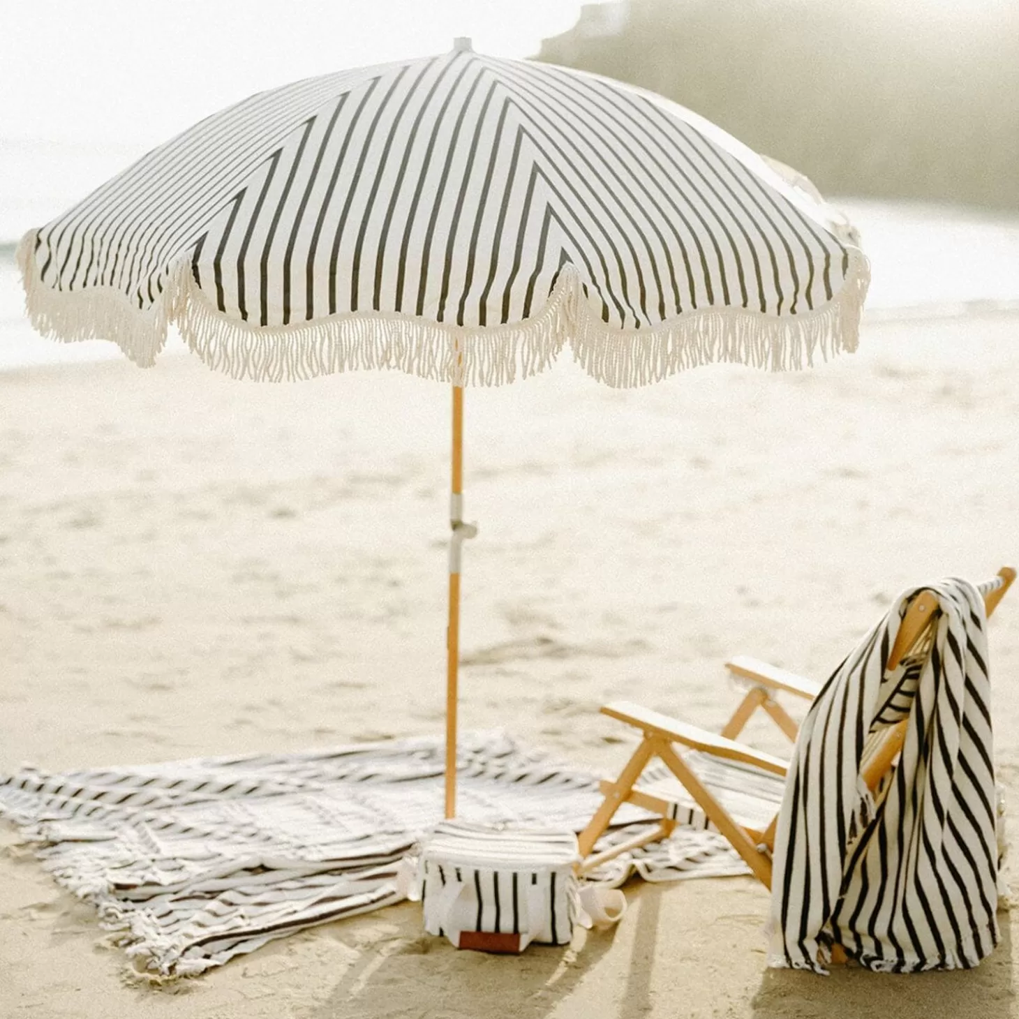 Beach Blankets>Business & Pleasure Co. The Beach Blanket - Monaco Black Stripe