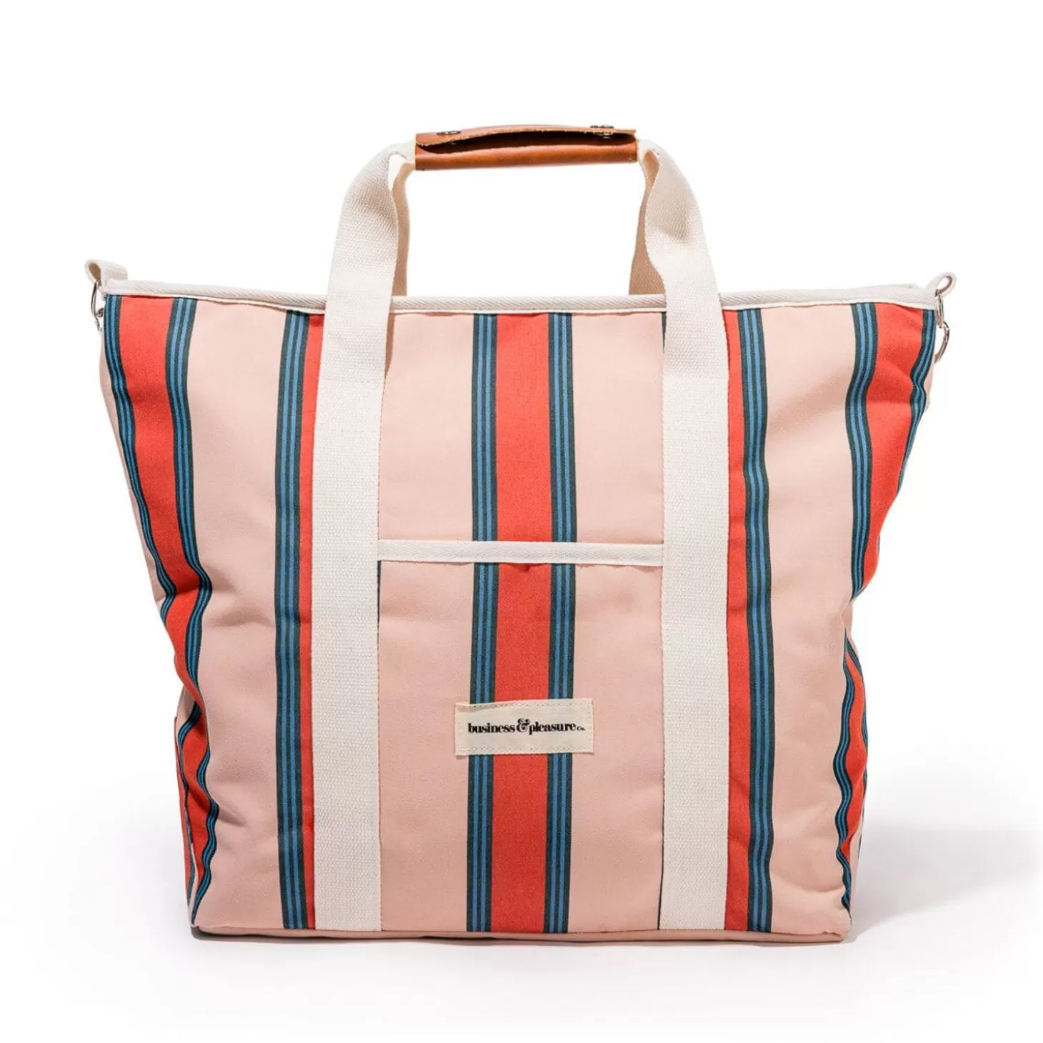 Cooler Tote Bags>Business & Pleasure Co. The Cooler Tote Bag - Bistro Dusty Pink Stripe