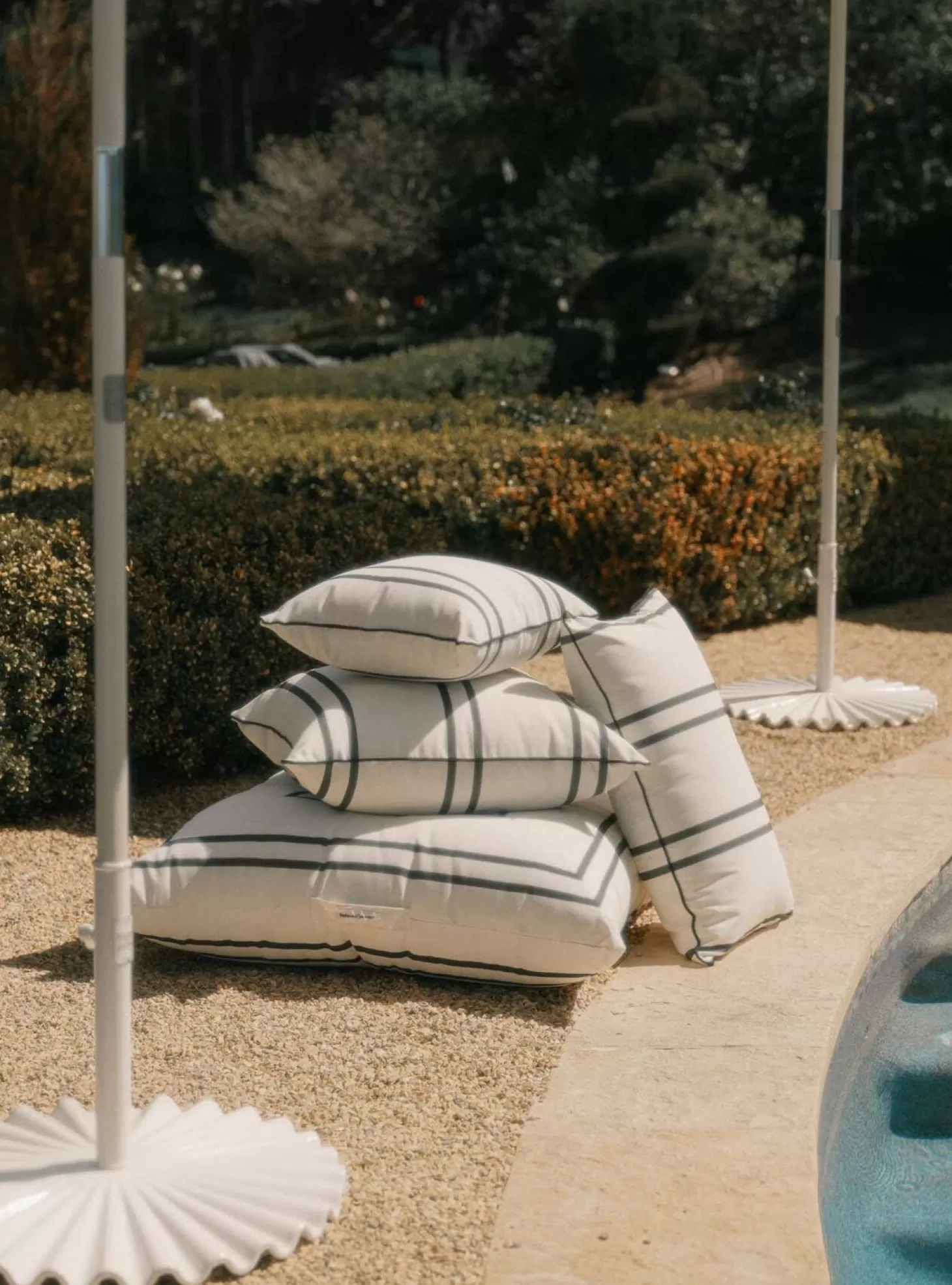 Outdoor Cushions>Business & Pleasure Co. The Euro Throw Pillow - Malibu Black Stripe