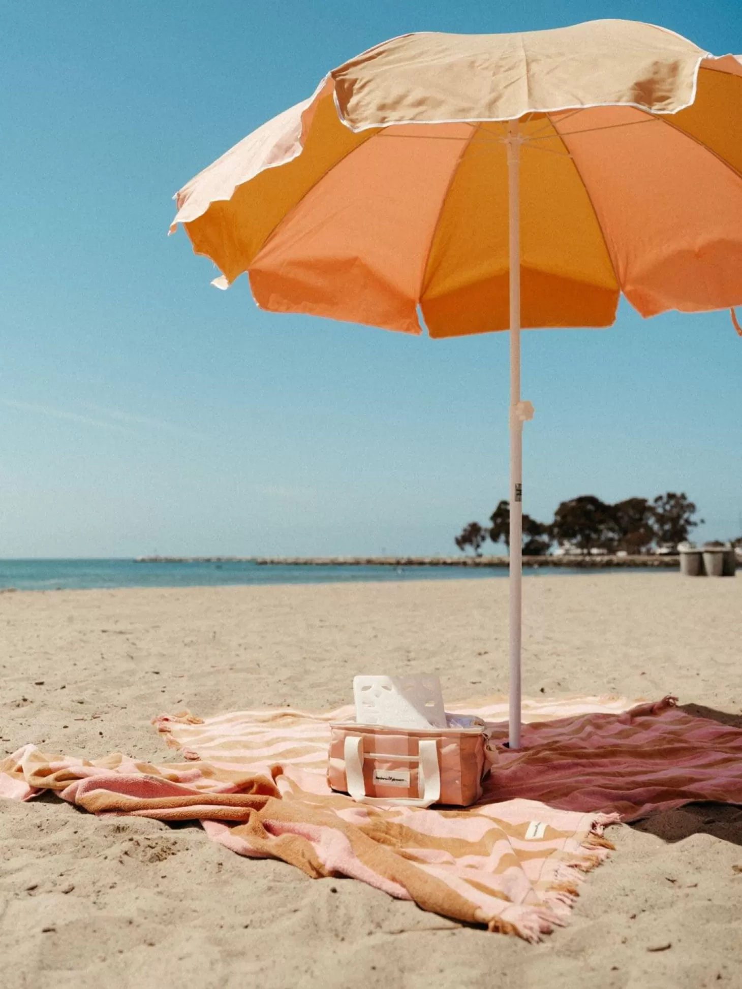 Family Beach Umbrellas>Business & Pleasure Co. The Family Beach Umbrella - 70'S Panel Sand Pink