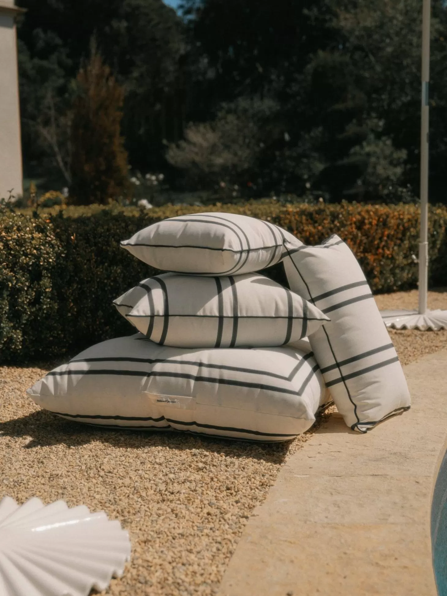 Outdoor Cushions>Business & Pleasure Co. The Floor Pillow - Malibu Black Stripe