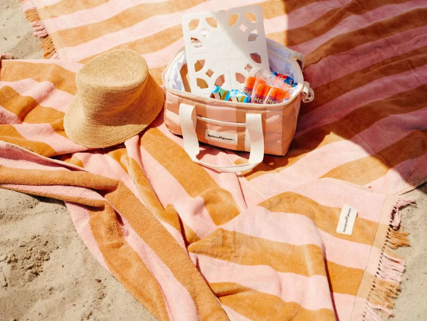 Beach Blankets>Business & Pleasure Co. The Holiday Beach Blanket - 70'S Sand & Pink