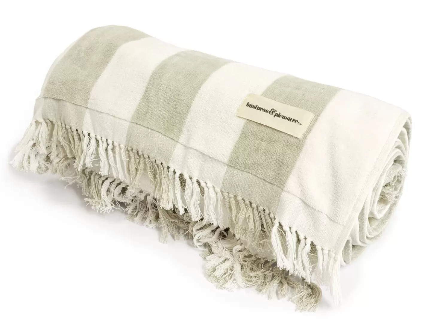 Beach Blankets>Business & Pleasure Co. The Holiday Beach Blanket - Sage Capri Stripe