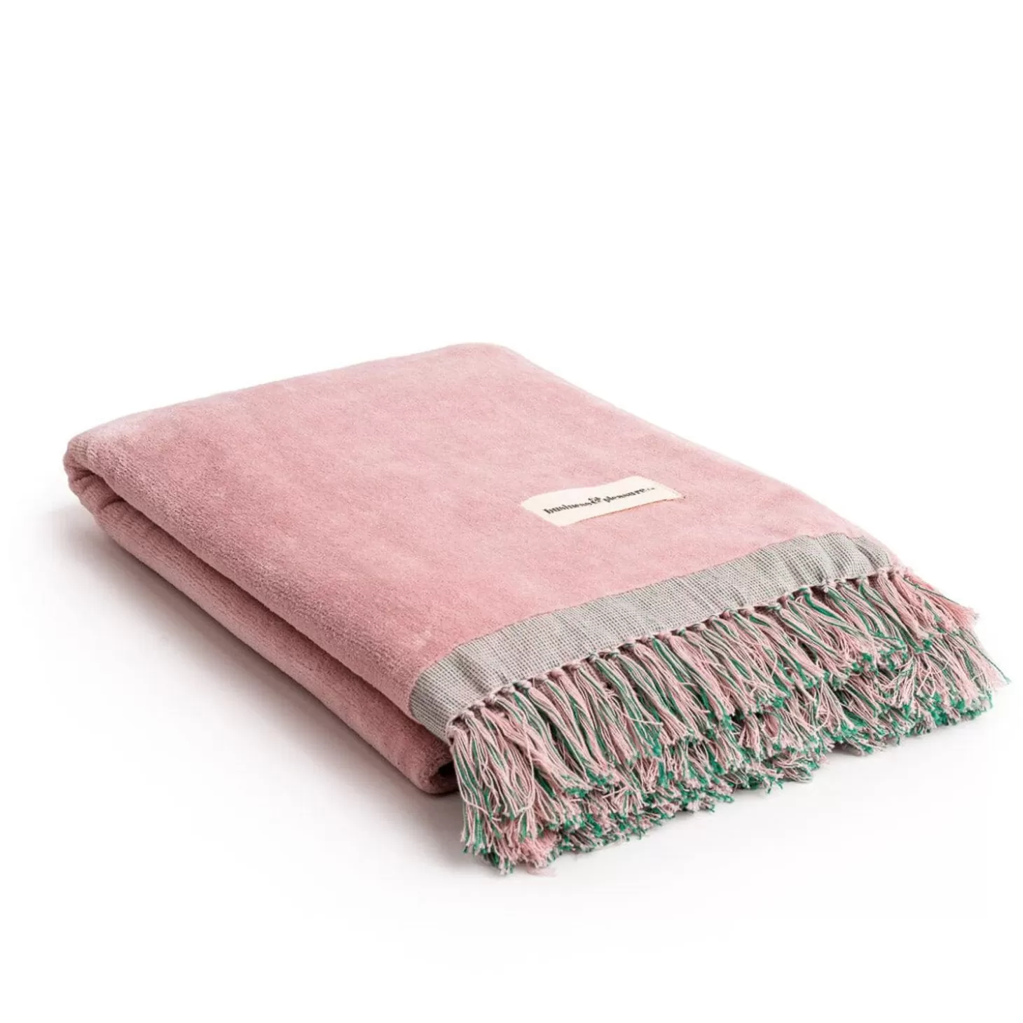 Beach Towels>Business & Pleasure Co. The Holiday Beach Towel - Ocean Green And Pink Stripe