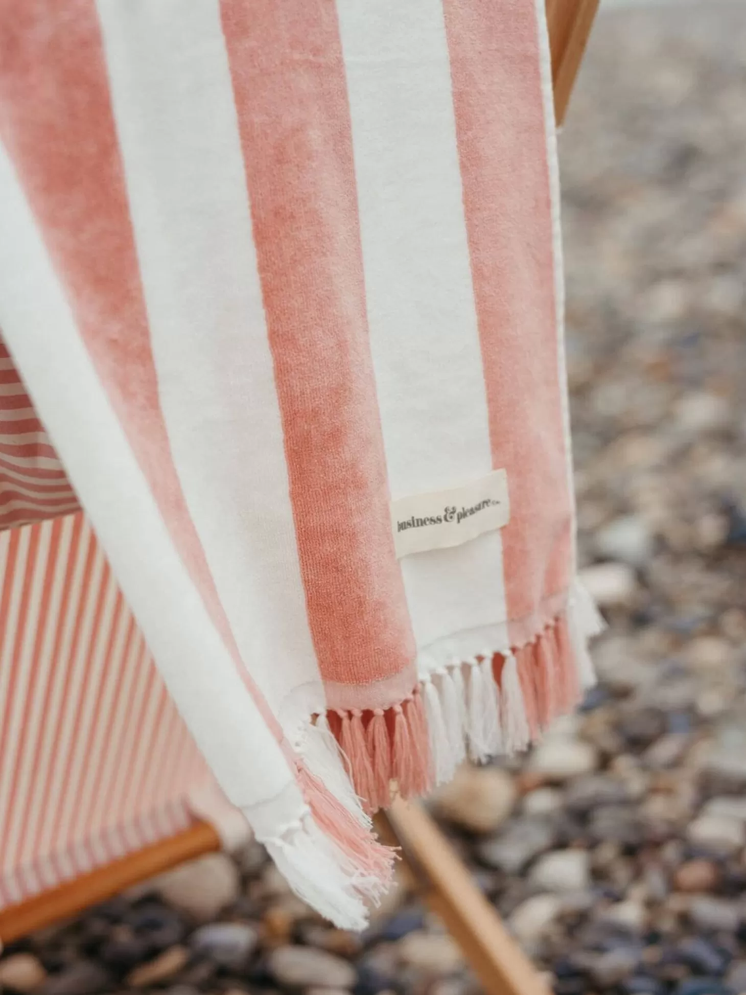 Beach Towels>Business & Pleasure Co. The Holiday Beach Towel - Pink Capri Stripe