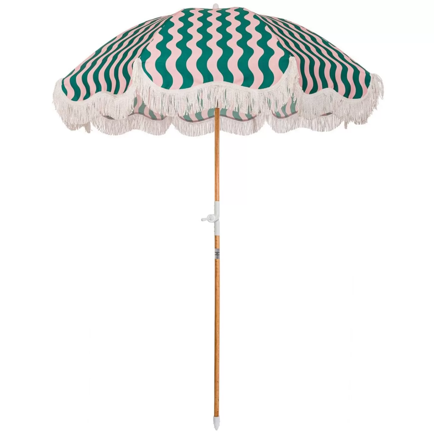 Holiday Beach Umbrellas>Business & Pleasure Co. The Holiday Beach Umbrella - Ocean Green And Pink Stripe