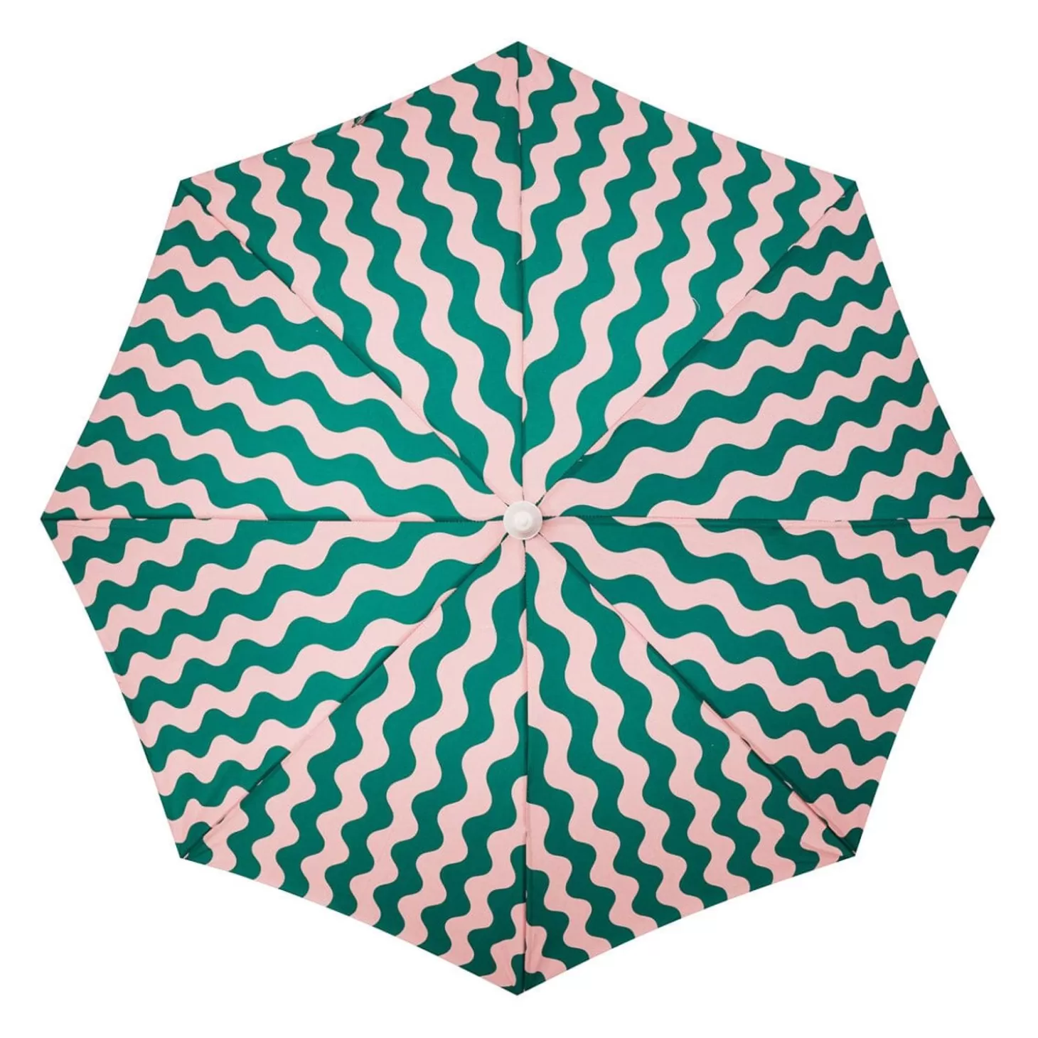 Holiday Beach Umbrellas>Business & Pleasure Co. The Holiday Beach Umbrella - Ocean Green And Pink Stripe