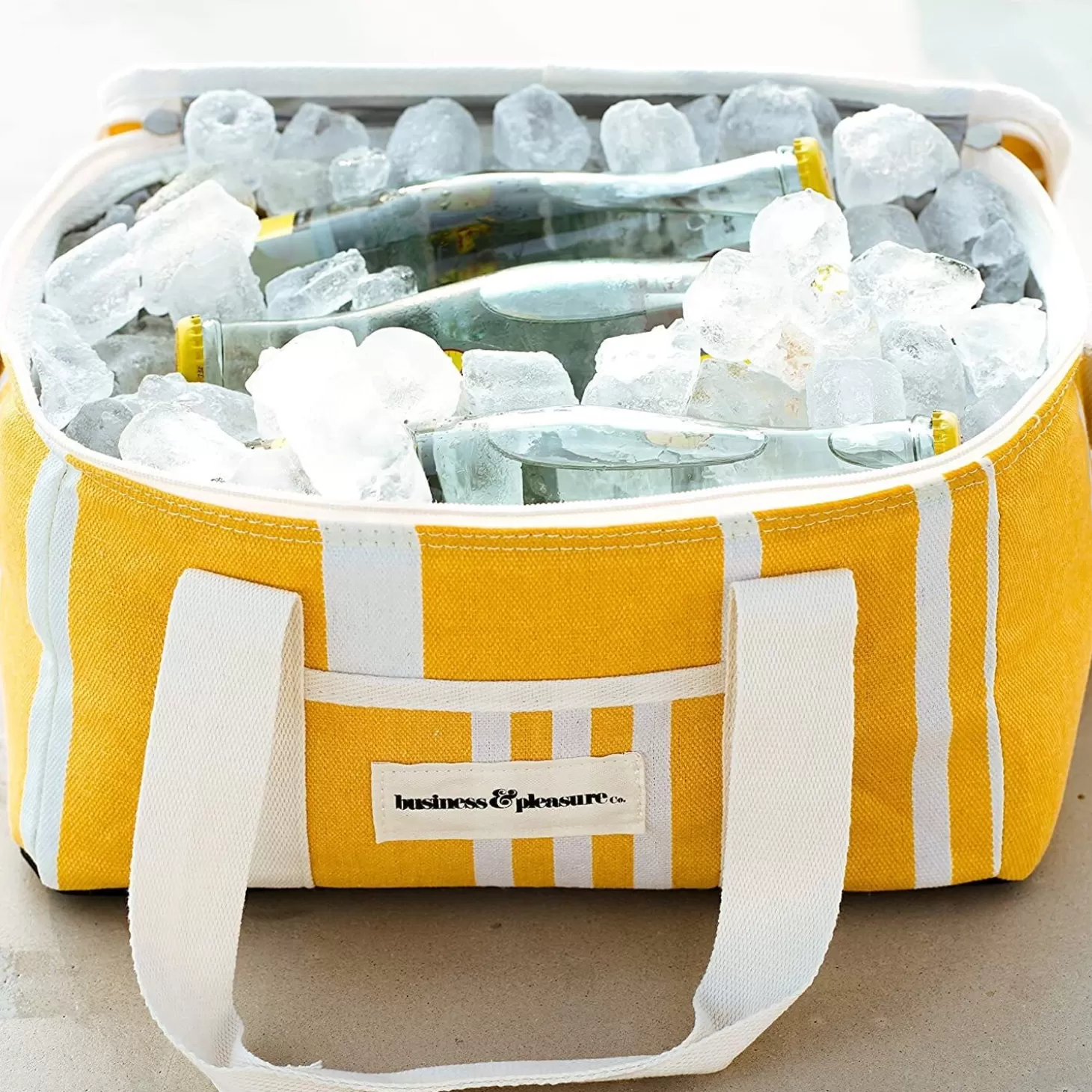 Holiday Cooler Bags>Business & Pleasure Co. The Holiday Cooler Bag - Fff Yellow Stripe