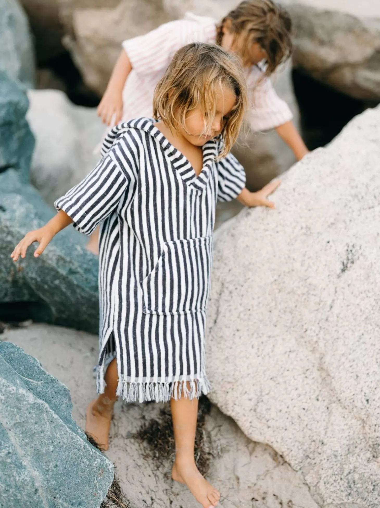 Apparel>Business & Pleasure Co. The Mini Poncho - Lauren'S Navy Stripe