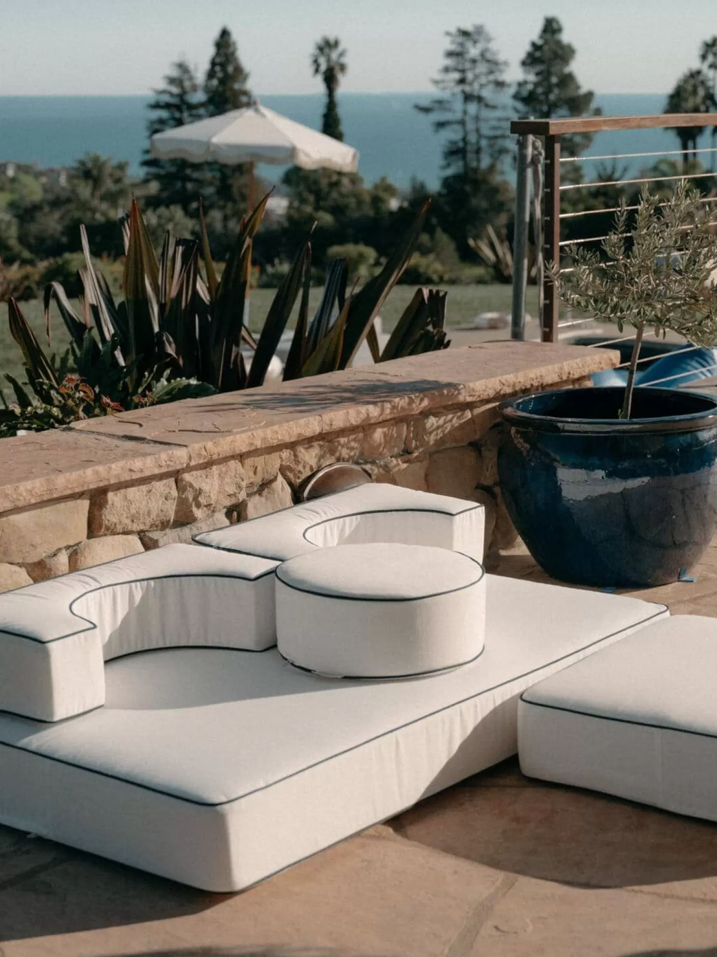 Outdoor Cushions>Business & Pleasure Co. The Modular Pillow Stack - Rivie White