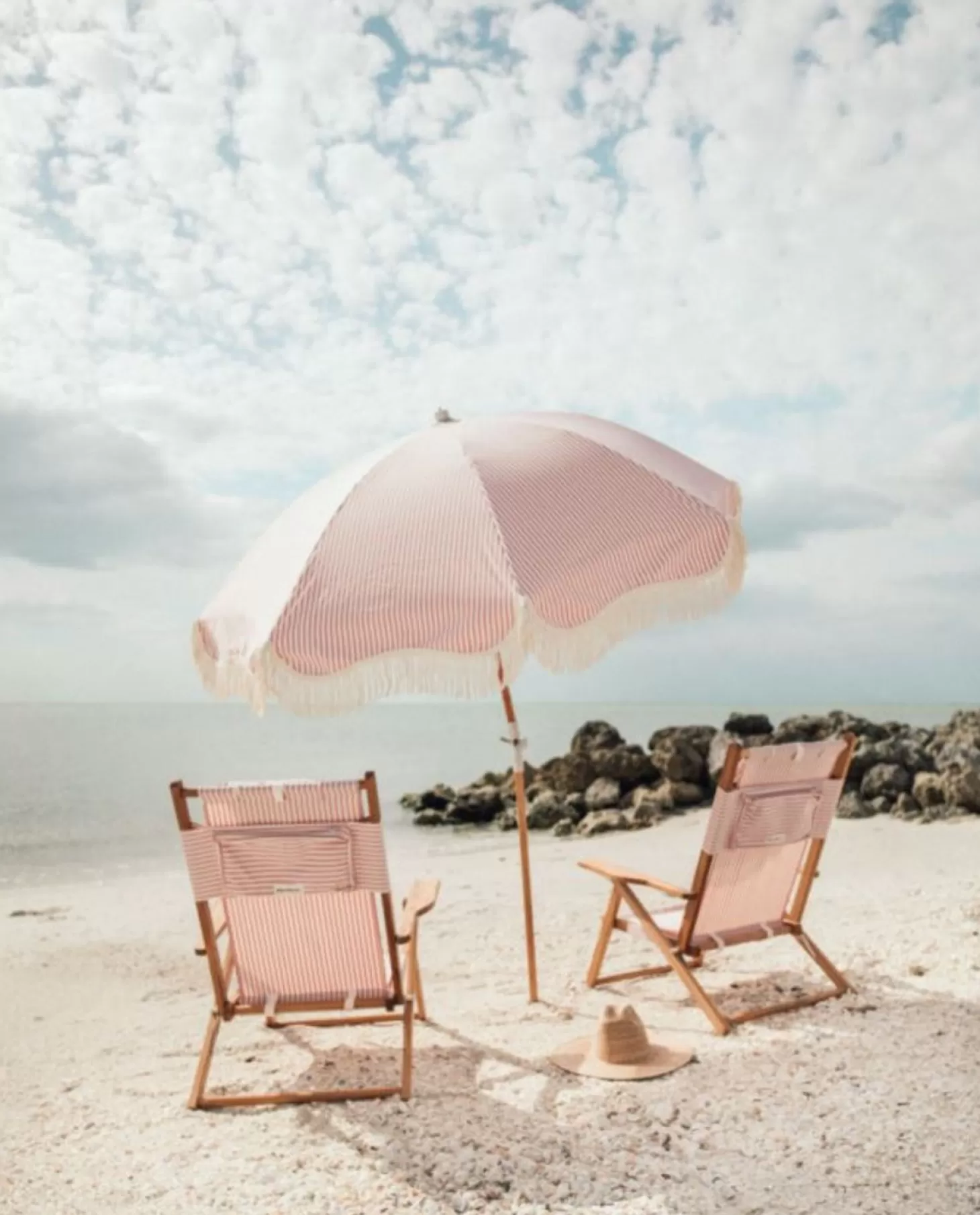 Premium Beach Umbrellas>Business & Pleasure Co. The Premium Beach Umbrella - Lauren'S Pink Stripe