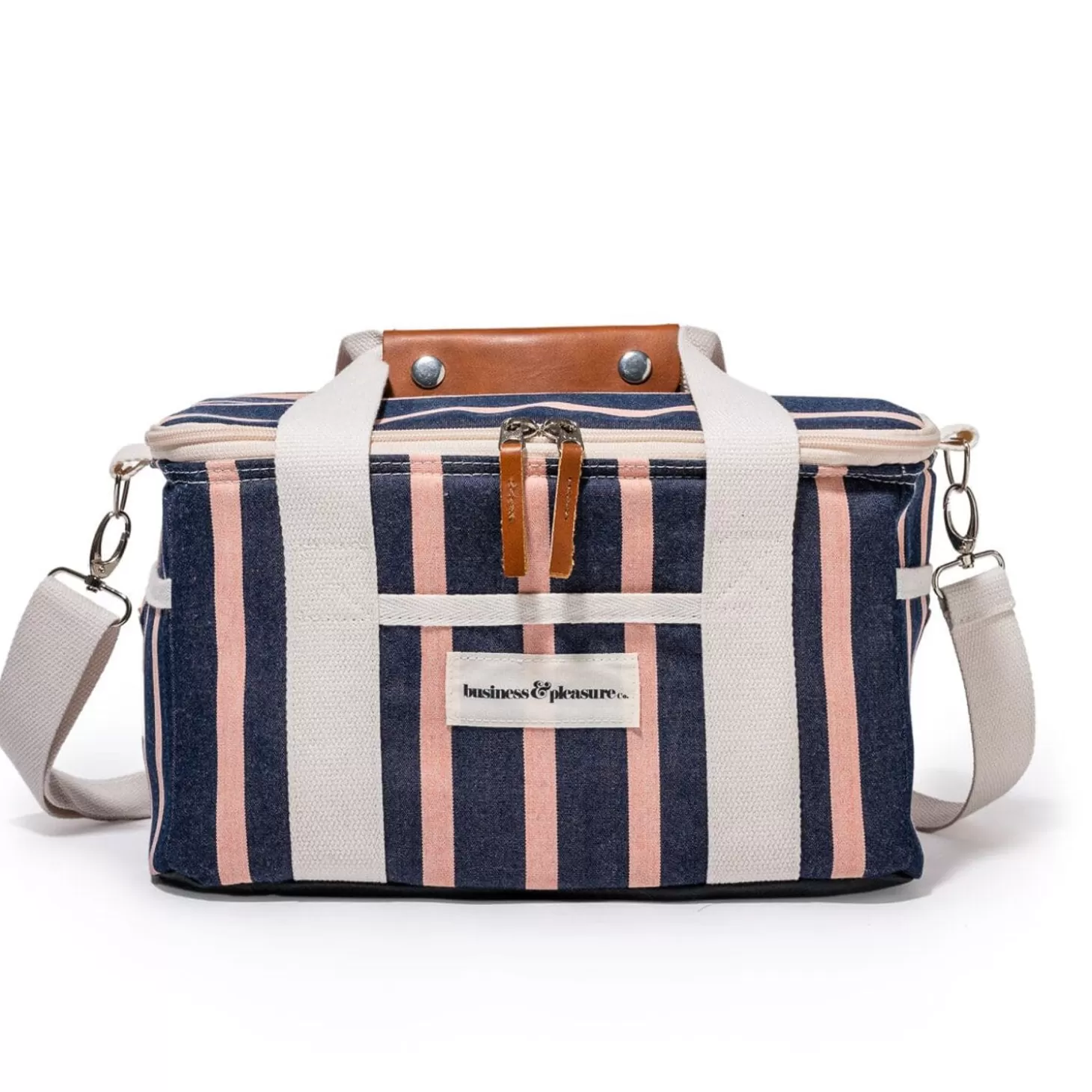 Premium Cooler Bags>Business & Pleasure Co. The Premium Cooler Bag - Monaco Navy And Pink Stripe