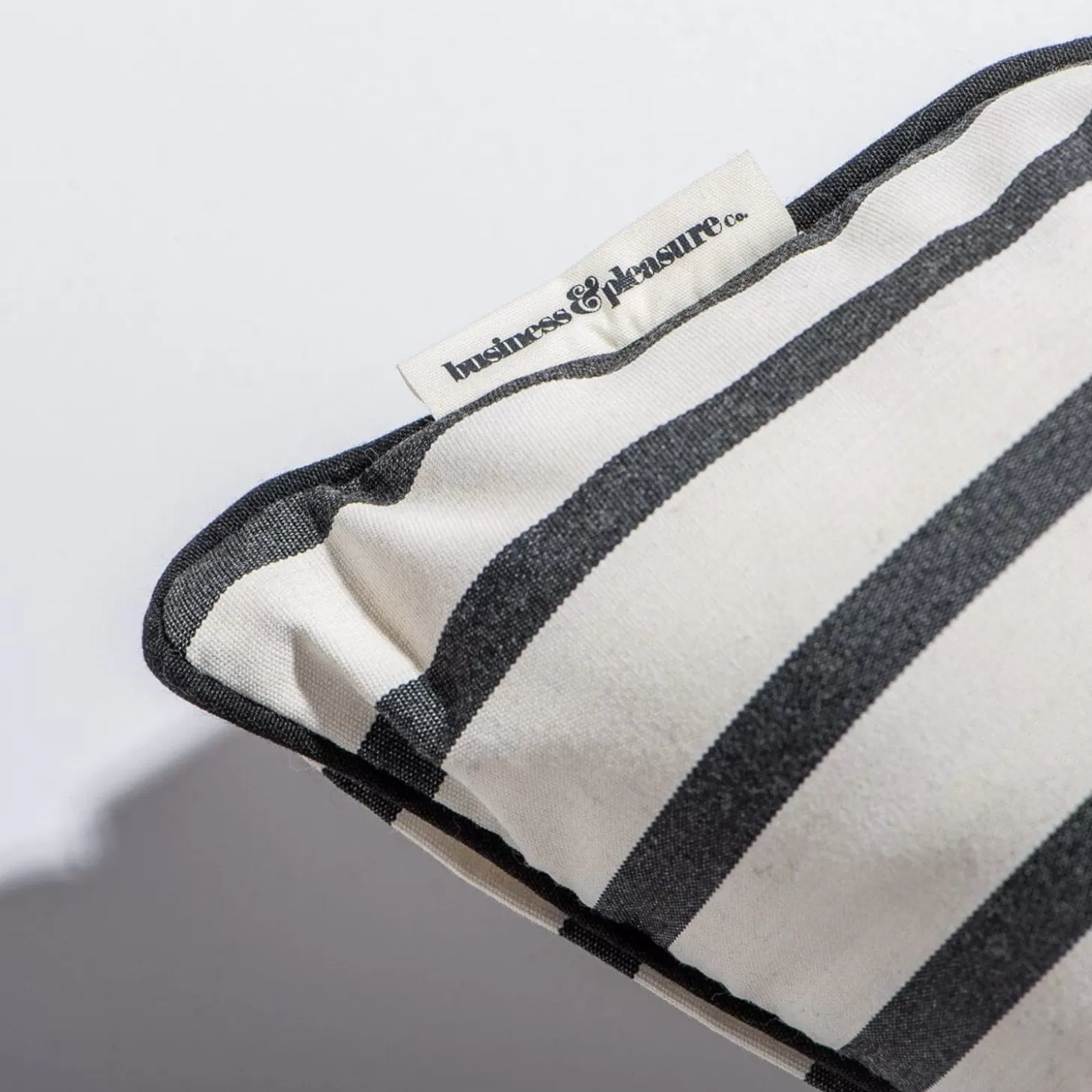 Outdoor Cushions>Business & Pleasure Co. The Small Square Throw Pillow - Monaco Black Stripe